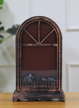 圣诞节壁炉木炭柴火火焰风灯摆件