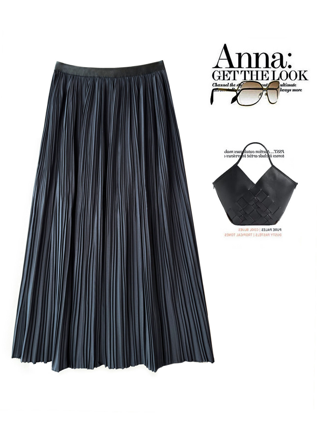 细褶百褶垂感半身裙松紧高腰中长款莫兰迪纯色高级感清新百搭气质