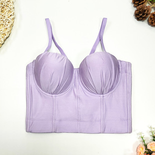 胸衣外穿褶皱吊带背心鱼骨软支撑钢圈短款防滑抹胸弹力性感欧美风