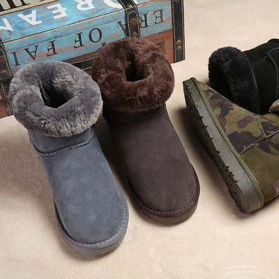 雪地靴男冬季保暖加绒防风防滑冬天棉鞋厚底高帮中筒男士真皮靴子