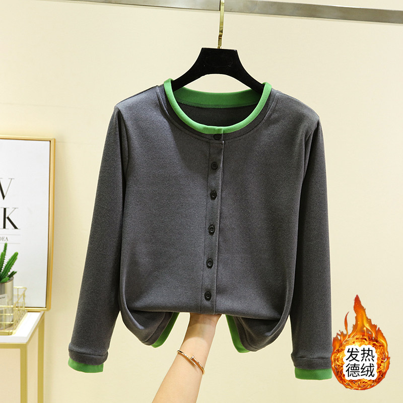 德绒大码宽松保暖短外套女冬加厚长袖开衫休闲纯色加绒系扣上衣,女装/女士精品,短外套,淘宝优惠券,粉丝福利购,淘宝优惠卷