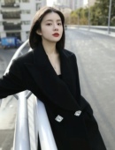 秋冬NANA大牌设计师高定气质款 后背立体大蝴蝶结名媛毛呢外套大衣