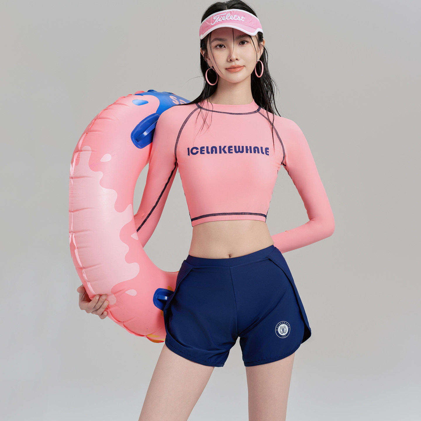 保守长袖防晒泳衣女2026年新款显瘦遮肚分体式平角学生温泉游泳装