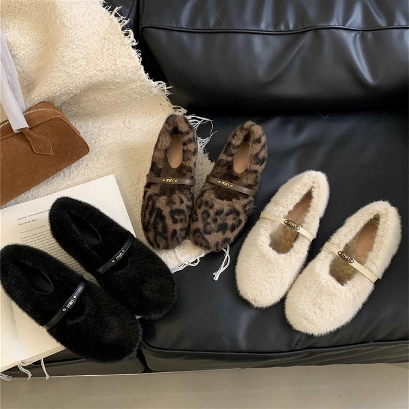 水豹毛玛丽珍毛毛鞋女鞋子外穿2025新款秋冬加绒棉鞋保暖毛绒单鞋