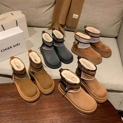 时尚百搭加绒加厚保暖雪地靴女2025年秋冬季新款厚底短筒毛毛棉鞋