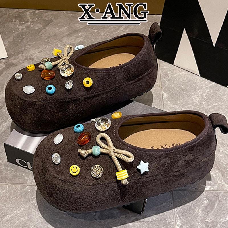 牛皮版全包勃肯鞋2025秋季新款一脚蹬单鞋松糕厚底增高女鞋乐福鞋