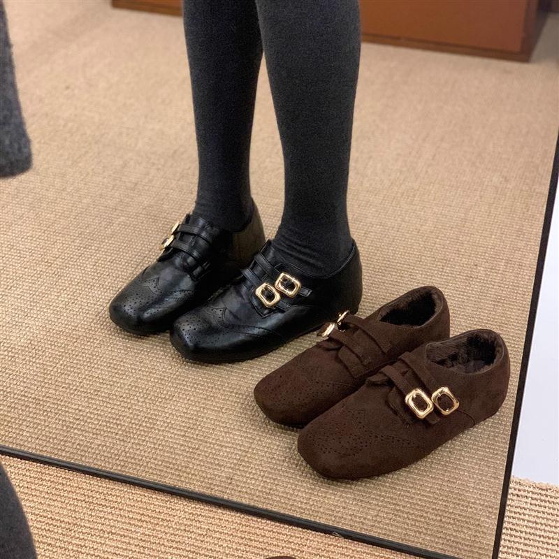 法式复古皮带扣雕花玛丽珍鞋女2025年新款舒适百搭懒人一脚蹬单鞋