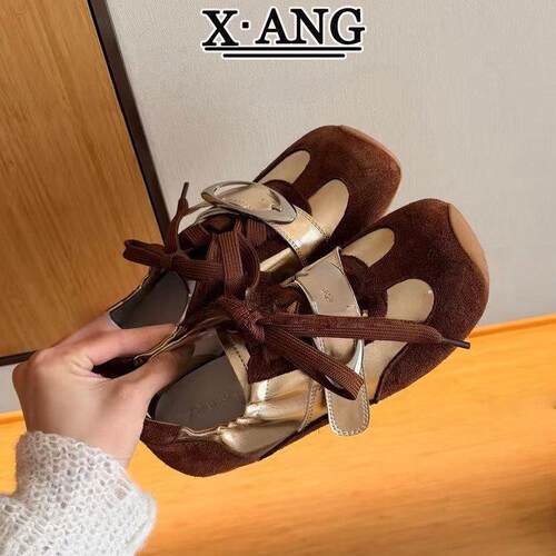 牛皮版方头复古风德训鞋子女鞋2026春季新款软底不累脚玛丽珍单鞋