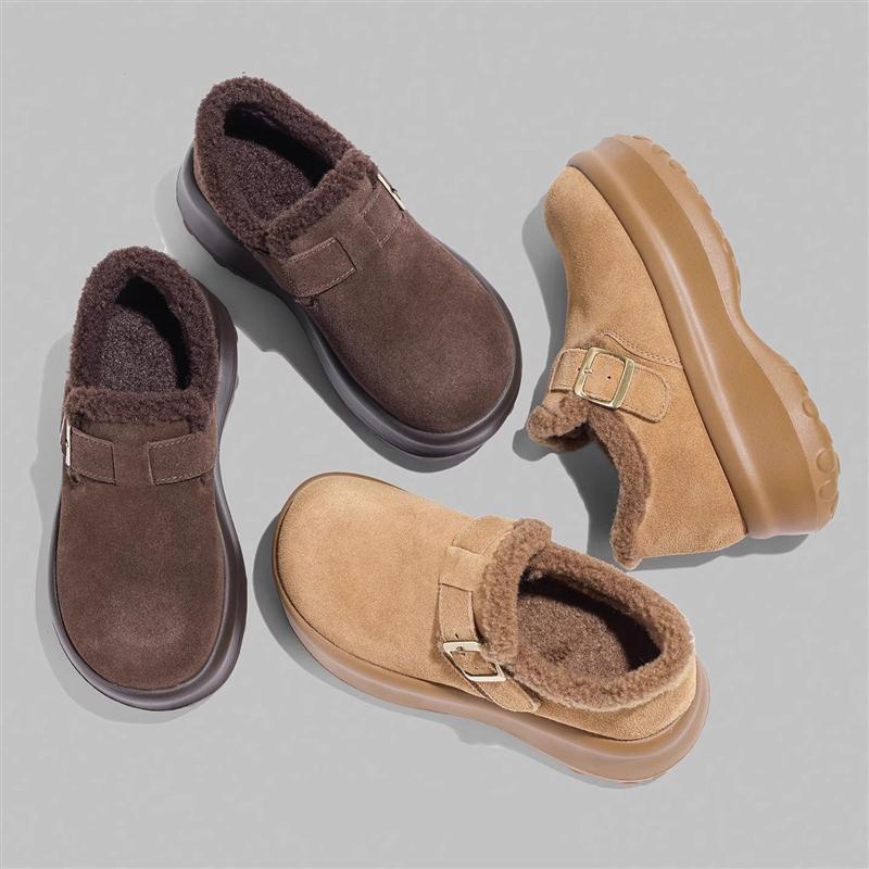 厚底增高小个子勃肯鞋女2025冬季新款时尚百搭舒适懒人一脚蹬棉鞋