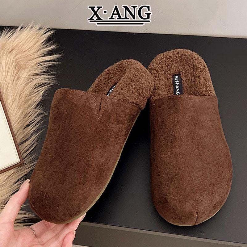 牛皮版厚底勃肯鞋子女毛毛鞋2025新款秋冬季包头半拖鞋外穿穆勒鞋