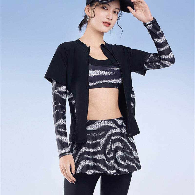 2026新款长袖长裤保守裙式四件套分体运动款游泳衣女加肥大码泳装