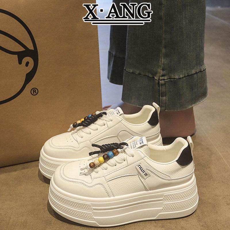 6cm增高小个子女鞋真皮厚底小白鞋女款2025秋季新款休闲运动板鞋