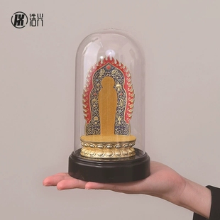 新款金色多彩八宝纹莲台立体浮雕唐卡嘎乌盒礼佛神器底座文创摆件