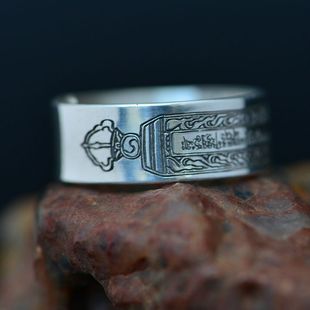 手工制作九结金刚铠甲镀银戒指 伏藏