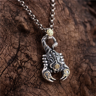 小众设计莲师威猛炽燃火焰铁蝎子个性 潮酷创意项链吊坠男女