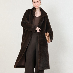 海宁2025冬新款加厚加长款仿水貂皮草女大衣轻奢时尚环保毛毛外套