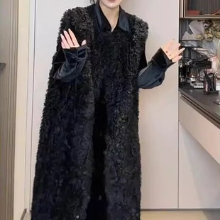 高级感仿羊羔毛年轻款 时尚 坎肩 2025新款 环保毛毛皮草马甲女中长款