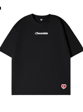 it:CHOCOOLATE黑色宽松休闲短袖t恤女2025新款夏季慵懒风亲肤上衣