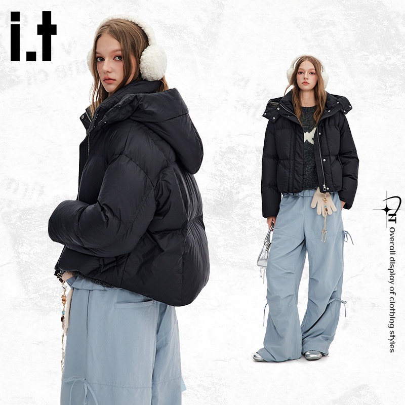 it:CHOCOOLATE黑色羽绒服女冬季新款美式休闲宽松加绒保暖上衣MA