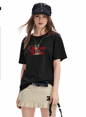 it:CHOCOOLATE短袖T恤女2025新款爆款黑色宽松大码高级感小众上衣