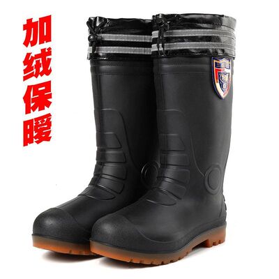 3531加绒保暧高筒雨鞋男1088反光条高帮雨靴冬季劳保三防水鞋胶鞋