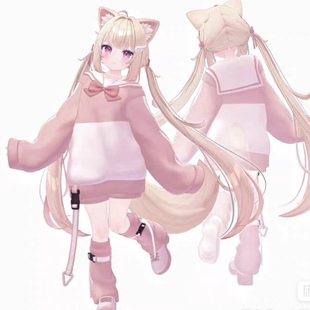 温泉漫漫一VRC里的Chiffon,猫狐耳少女 COS上衣短裤定制不能退