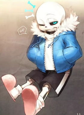 温泉漫漫一传说之蓝色连帽卫衣杉斯下sans骷髅cos运动服定制余款