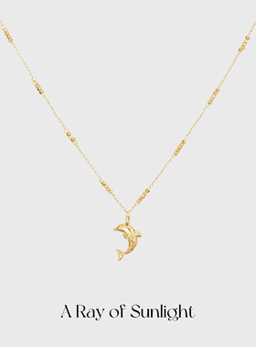 A Ray of Sunlight 自由岛屿海豚系列金色小海豚吊坠项链彩色珍珠