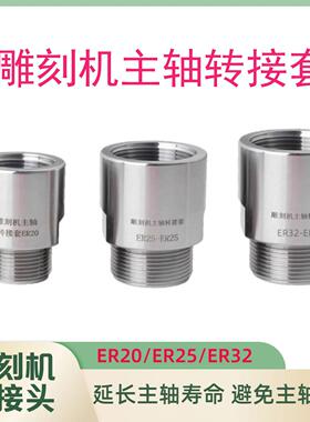 雕刻机主轴转接套ER20/25/32夹头螺帽螺母转子延长杆电机转接头