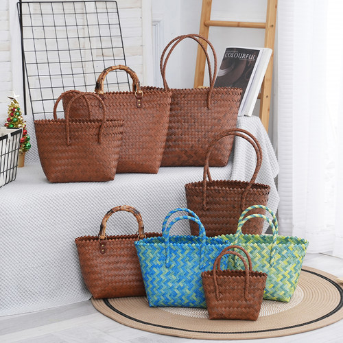 竹节包编织包女包大容量手提包购物包逛街出游亲子活动伴手礼品包