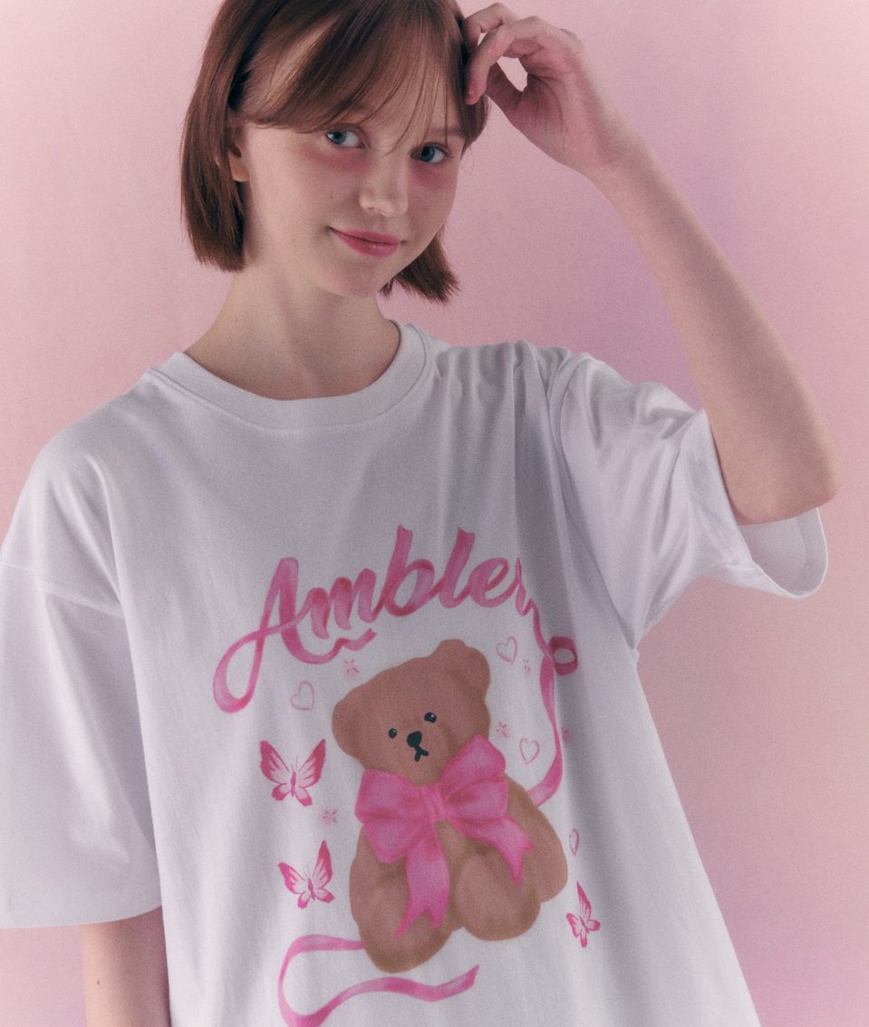 ambler短袖宽松纯棉小熊T恤男女