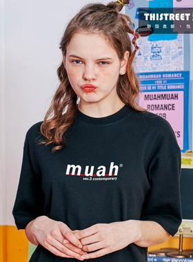 国内现货MUAHMUAH韩国潮牌百搭logo印花圆领短袖T恤MUT18041