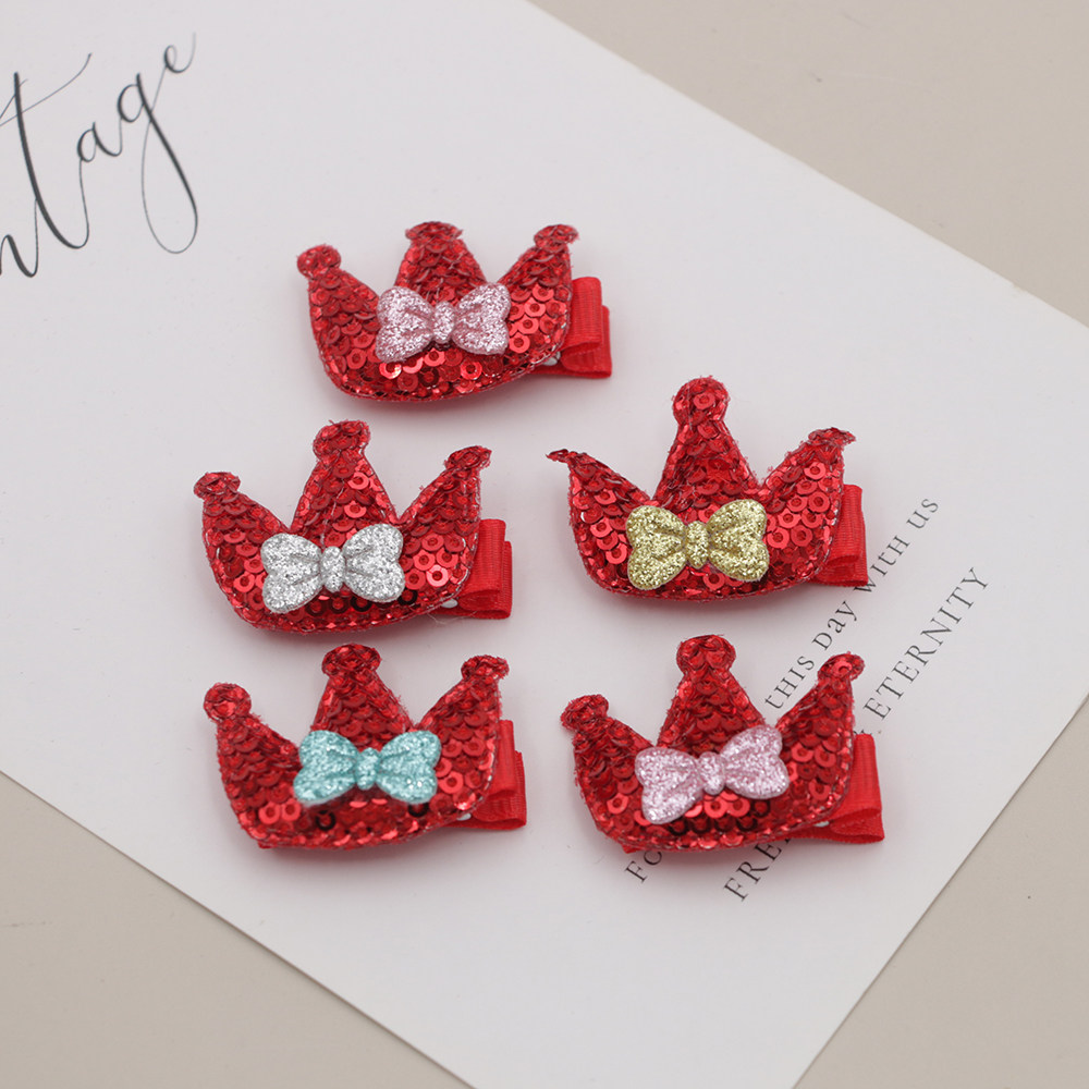 鸭嘴夹前额小发夹亮片皇冠发卡