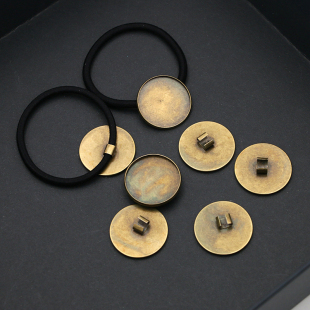 DIY饰品配件古铜色皮筋托发圈托盘扣发绳扣时光宝石扣手工材料