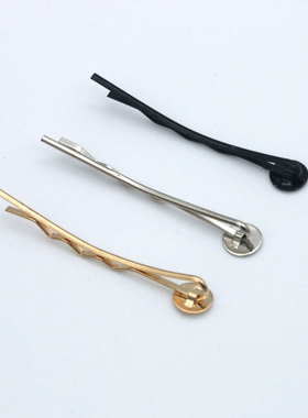 4.5cmDIY儿童成人波浪黑色金色银色一字夹 发夹发卡合金手工发饰