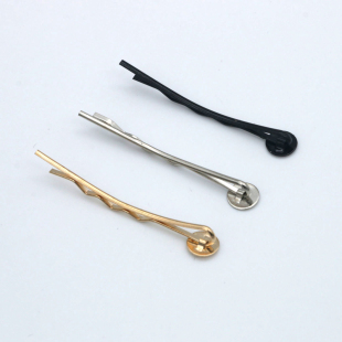 4.5cmDIY儿童成人波浪黑色金色银色一字夹 发夹发卡合金手工发饰