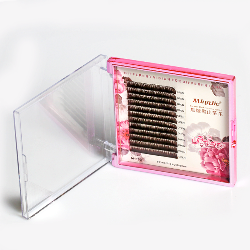 山茶花单根焦糖手动柔软假睫毛