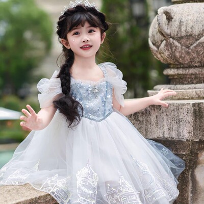 艾沙公主裙女童亮片生日礼服