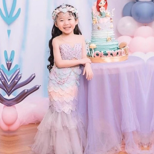 美人鱼公主裙亮片连衣裙迪士尼女