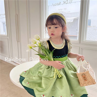 洛丽塔公主裙冰雪奇缘安娜连衣裙女童爱莎COS周岁生日裙 儿童礼服