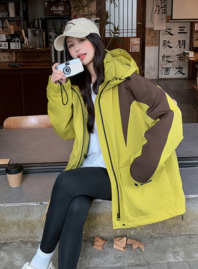 现货新款拼色冲锋衣外套夹羽绒派克服女2C233-8868-P275-K389