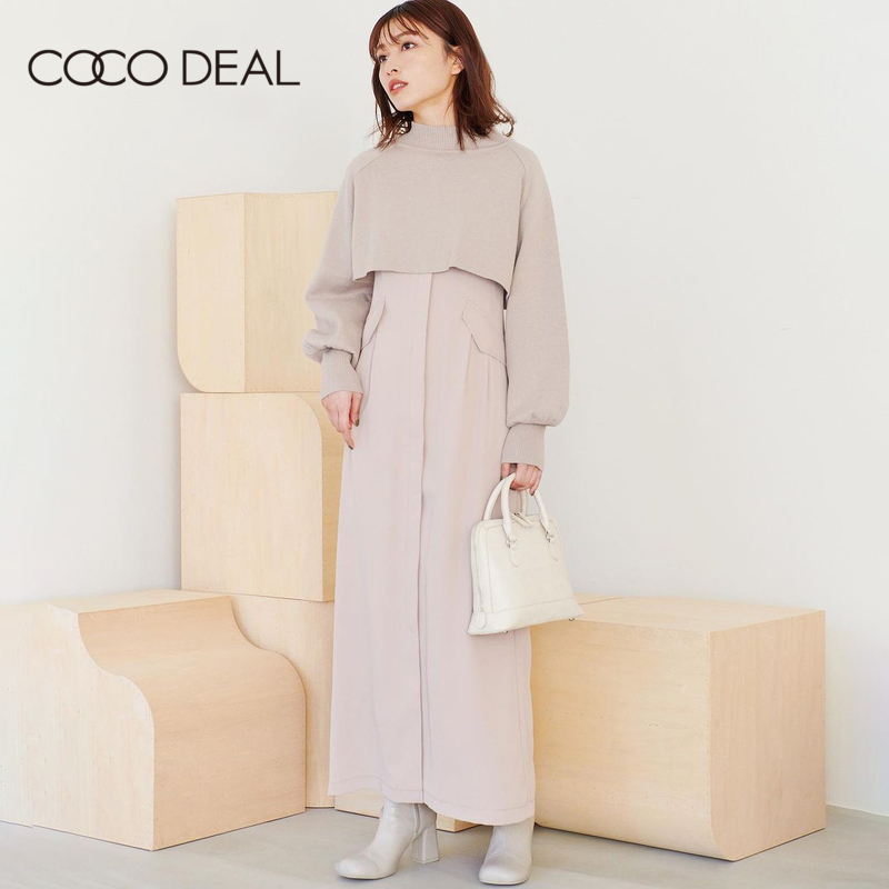 COCO DEAL 3WAY短款高领毛衣无袖风衣连衣裙两件套女72115081