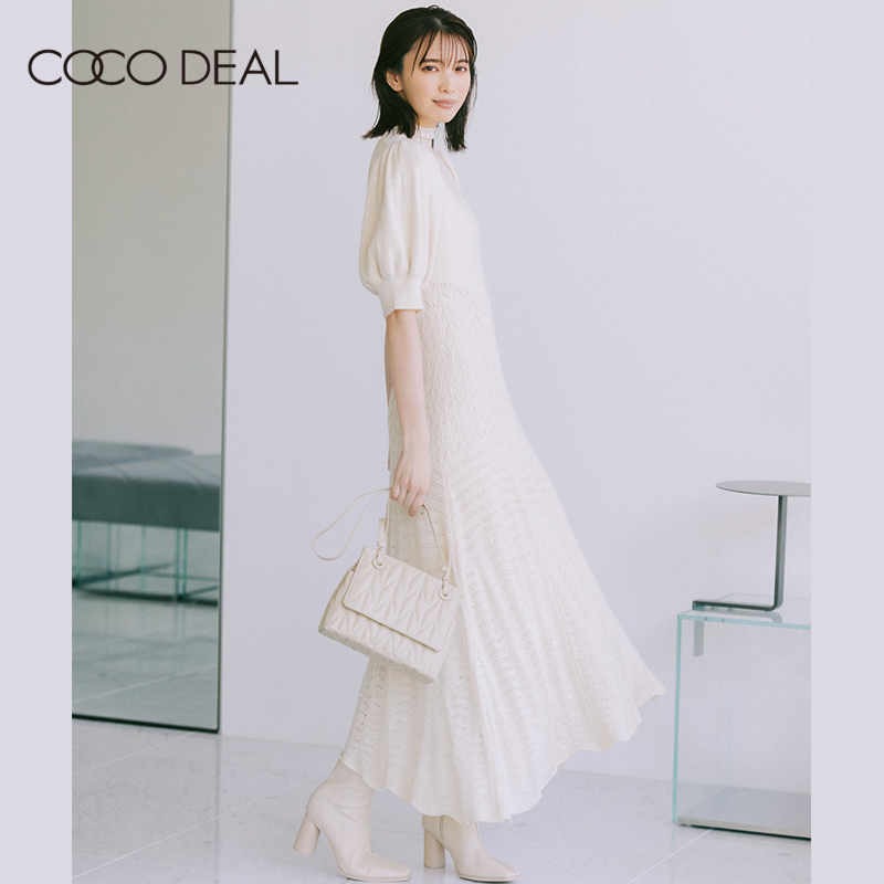 COCO DEAL 复古宫廷风镂空钩花灯笼袖毛衣裙日系连衣裙女71635240