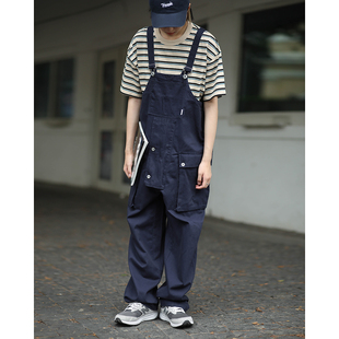 倔强兔背带裤男日系复古阿美咔叽宽松直筒情侣吊带连体工装裤男潮