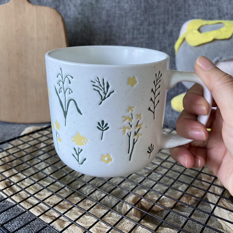 外贸创意花草手绘陶瓷马克杯家用喝水杯子咖啡杯办公室茶杯早餐杯