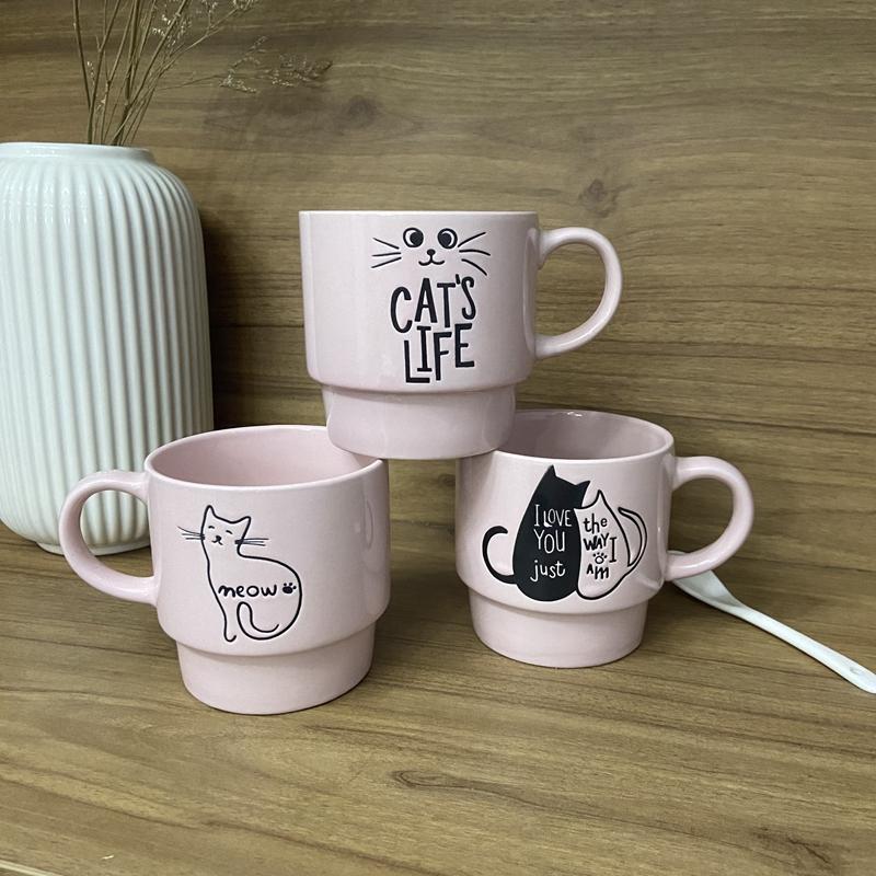 创意陶瓷小猫咖啡杯马克杯叠叠杯