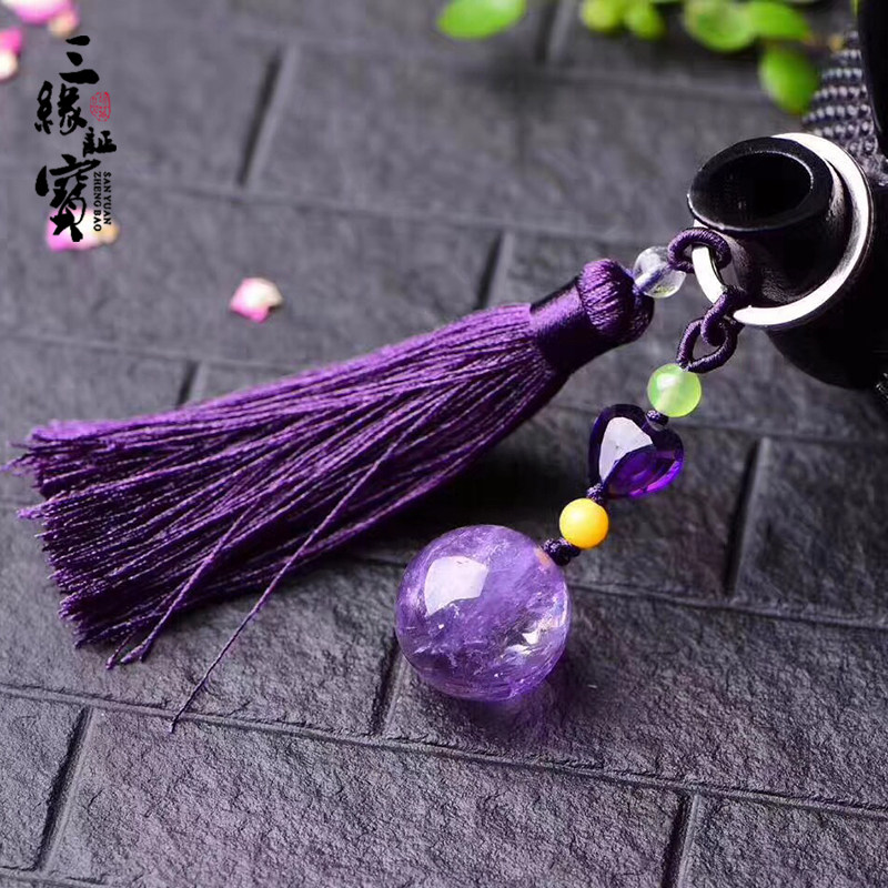 amethyst Transshipment ball Key buckle White Crystal Powder crystal Pendant Female bag Hang back Pendant Safety Simplicity giftin the Car/Articles/Fitting/Refit , Car Accessories/The jewelry , Driving personal items , Car Keychain  category - from Buy2taobao.com to provide professional Taobao agent buy service