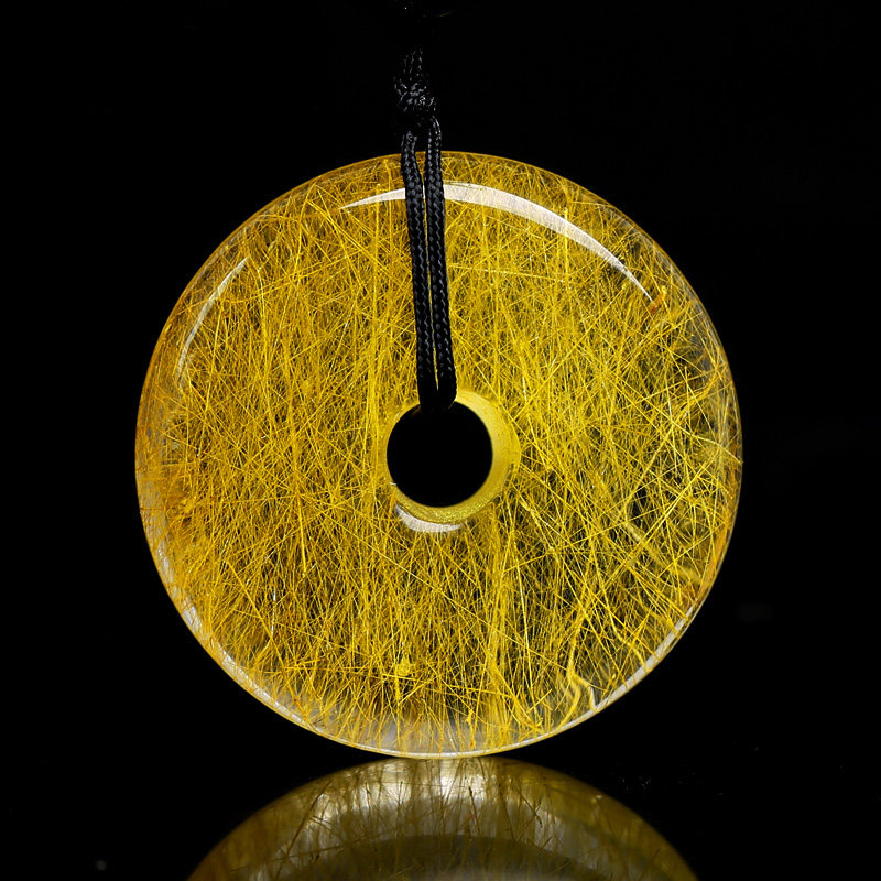 SANYUAN ZHENGBAO 머리 크리스탈 평화 버클 펜던트 금발 크리스탈 목걸이 남성과 여성을위한 노란색 머리 크리스탈 목걸이 전송 보석 선물