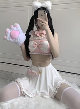 蝴蝶结女佣性感荷叶边睡衣可爱纯欲女仆制服睡衣二次元女仆