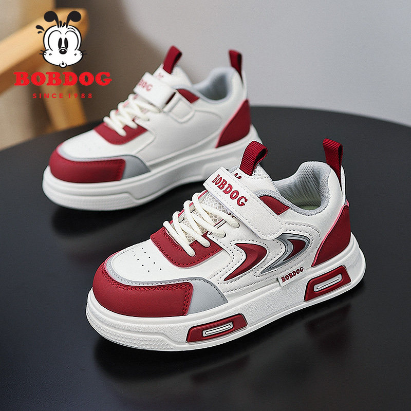 巴布豆童鞋儿童板鞋秋季2026秋冬新款皮面防水男童鞋子女童运动鞋